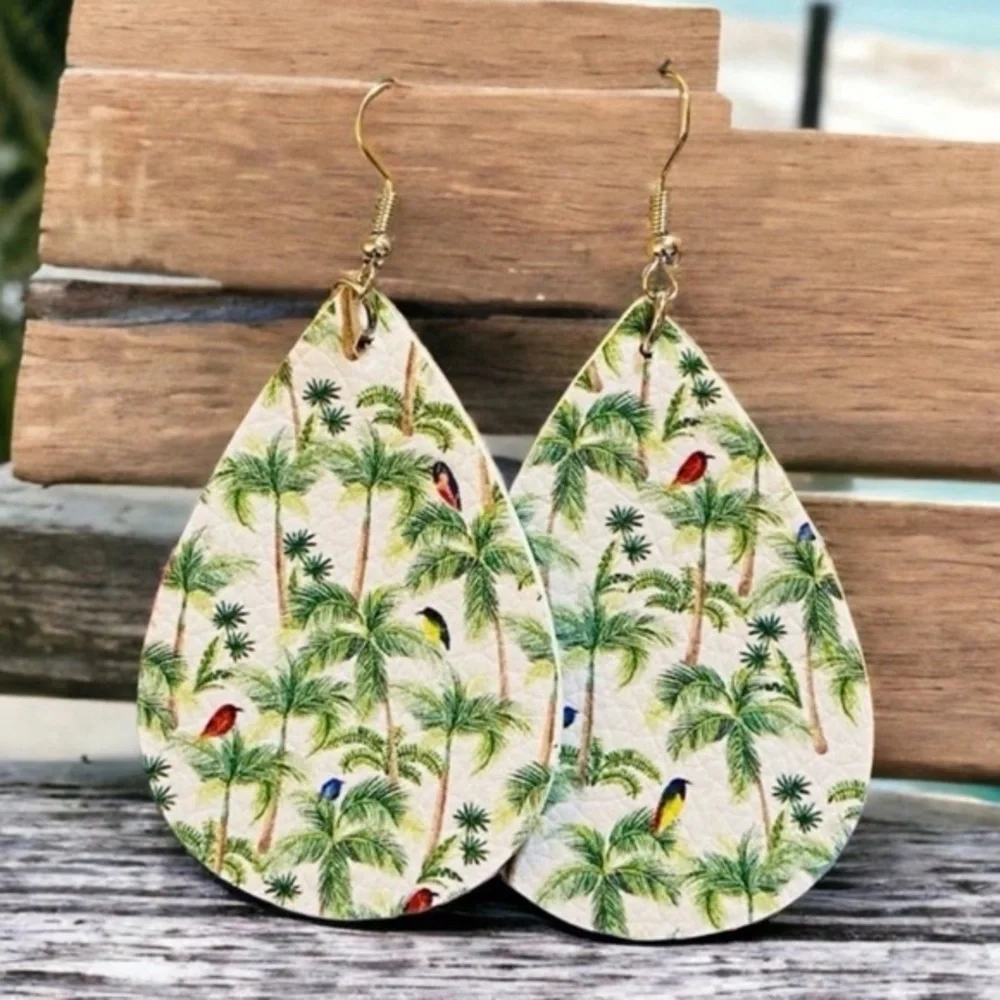Tropical Faux Leather Earrings!